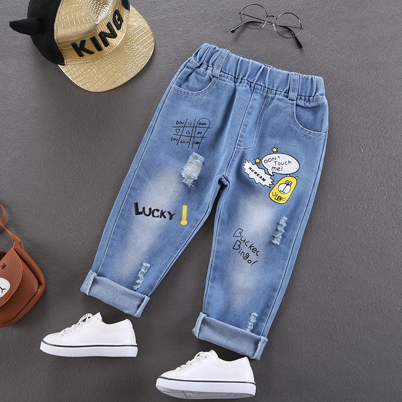 boy gentleman Casual Jeans Trousers Baby Toddler Boy's Denim Pants Kids Children Slim Long Bottoms Clothing 211102