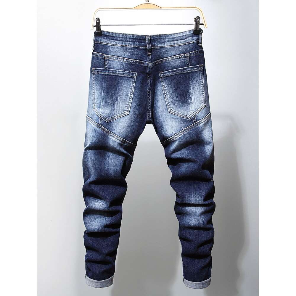 NEW Fashionable Jeans Business Fashion Straight Regular Blue Denim Trousers Classic Men Plus Size Stretch Jeans