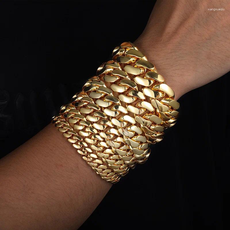 k bracelets 10mm-20mm wide hip hop bg iced out round miami curb cuban chain for men rapper jewelry gold Sier color