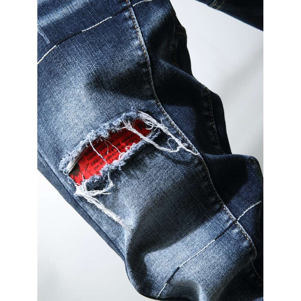 NEW Fashionable Jeans Business Fashion Straight Regular Blue Denim Trousers Classic Men Plus Size Stretch Jeans