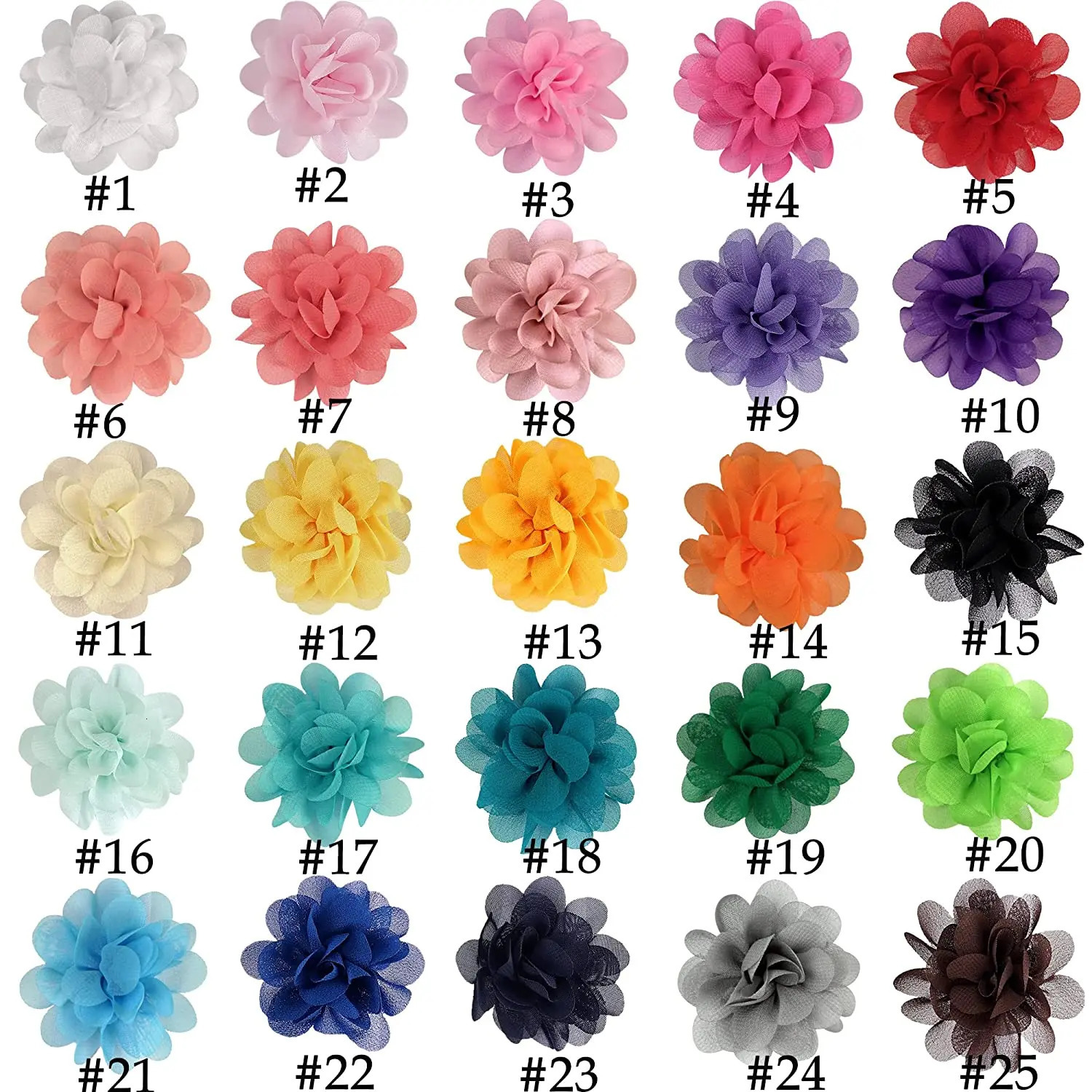 50PCS 25 Pairs Baby Girls Hair Ties 2inch Chiffon Flower Hair Bows Rubber Bands Hair Ties Soft Elastics Ponytail Holders Hair 231228