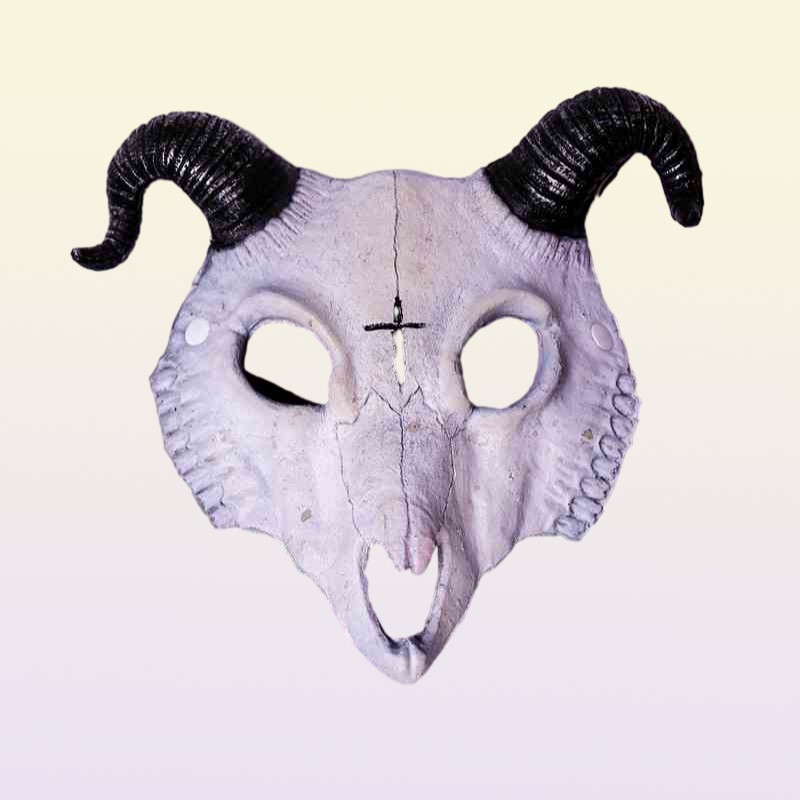 Halloween Billy Goat Half Face Masquerade Carnival Party Props Rave Sheep Bone Skull Cosplay Animal Mask9675875
