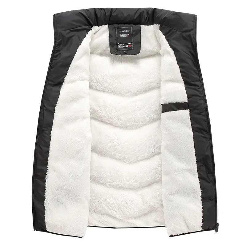 2023 in Fleeced Clothing Men Vest Zip Warm Winter Thick Autumn Sleeveness Jackets Male Orange Black Waistcoat Large Size Big 231227