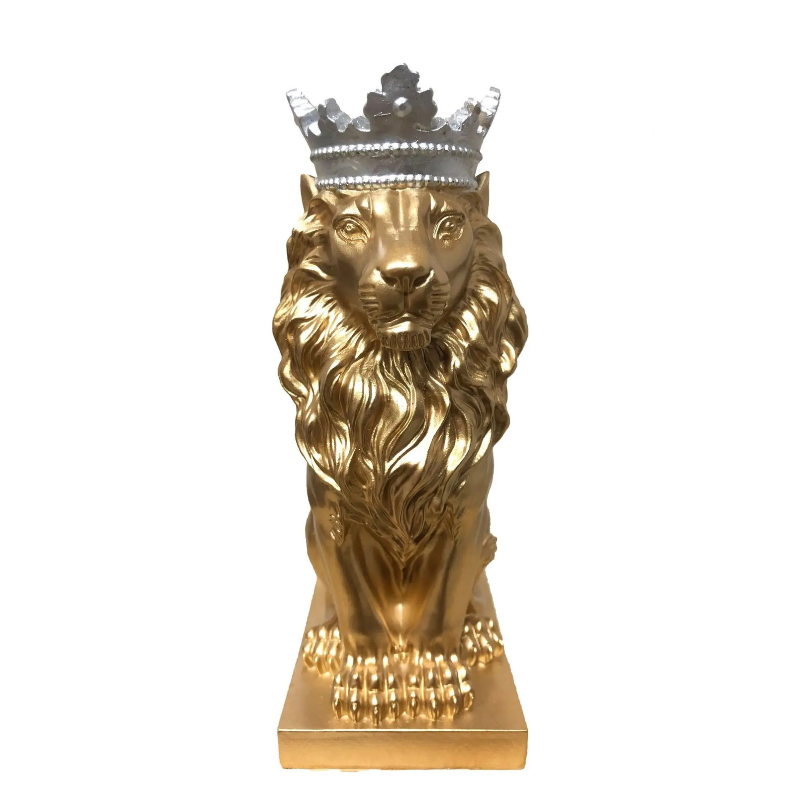 Resin Lion Statue Crown Lions Sculpture Animal Figurine Abstract Decoration Home Decor Nordic Model Decor Table Ornaments 231227