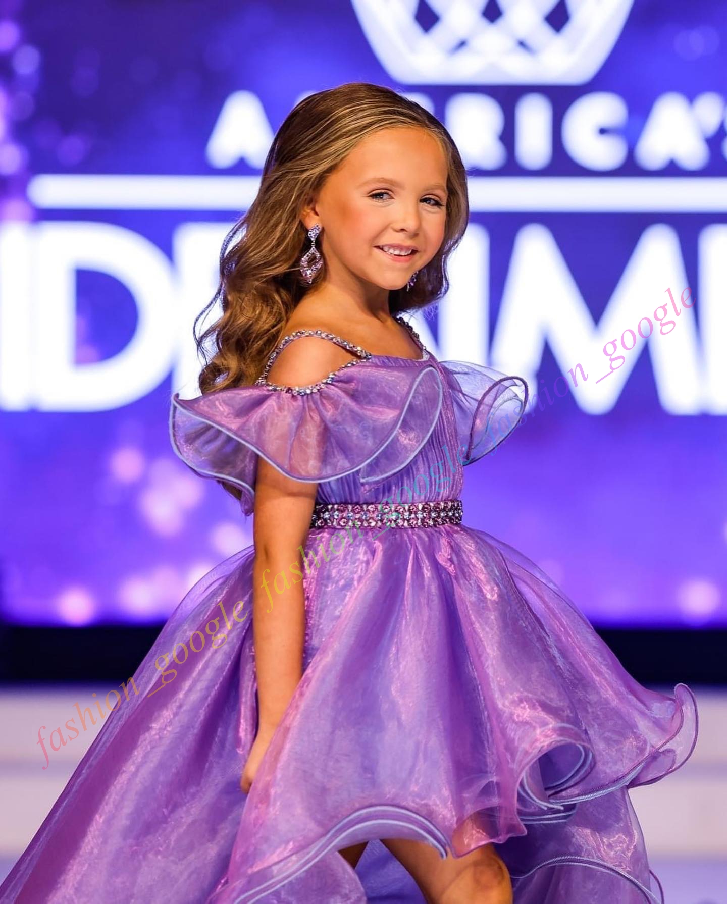 Two-Tone Girl's Pageant Dresses Hi-Lo Flower Girl Dress for Wedding Robe De Mariage Ruffled Organza Infant Toddler Kid 1st Communion Gown Lilac/S