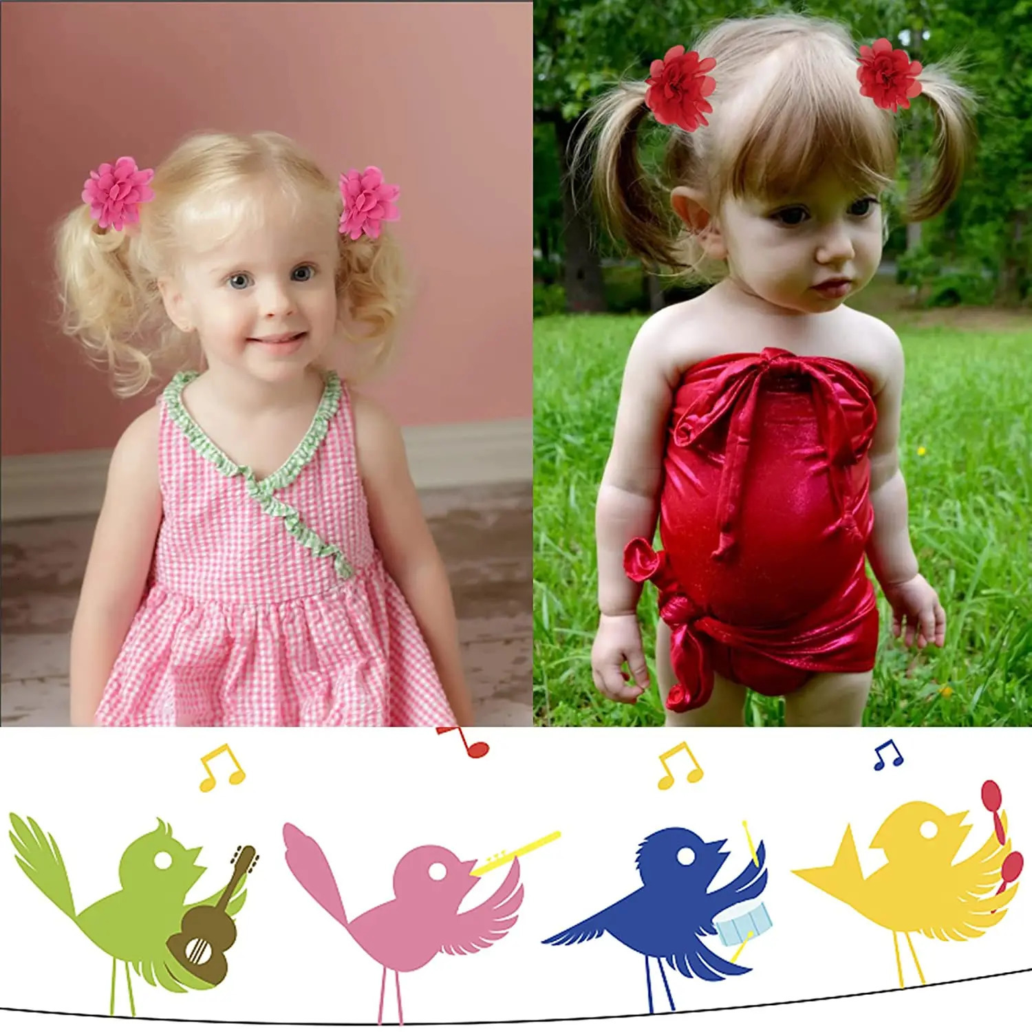 50PCS 25 Pairs Baby Girls Hair Ties 2inch Chiffon Flower Hair Bows Rubber Bands Hair Ties Soft Elastics Ponytail Holders Hair 231228