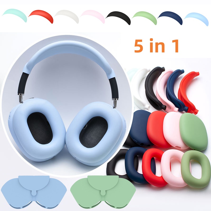 5 in 1 Soft Silicone Washable Cushion Anti-Scratch Ear Pad Cover/ Ear Cups Cover/ Headband Cover/ Headband Ear Cover/ Storage Bag Case For AirPods Max