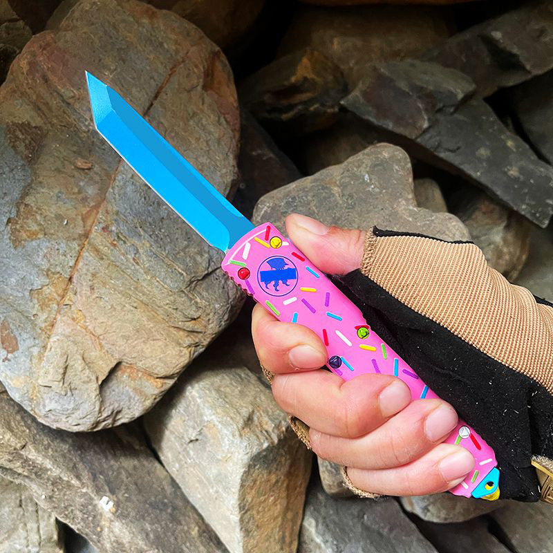 MICRO ULTRA OTF TECH Knife UT Series Dessert Warrior UT Folding Blade Donut Pink Outdoor EDC Self Defense Pocket knives Best quality