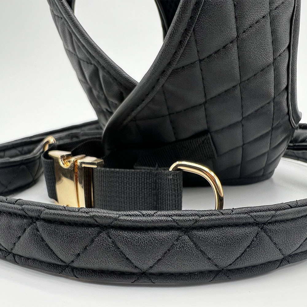 Designer cat Pet black Leather Harness And Leashes Set Strap Dog Adjustable Traction Rope Detachable dog walking set Free shipping