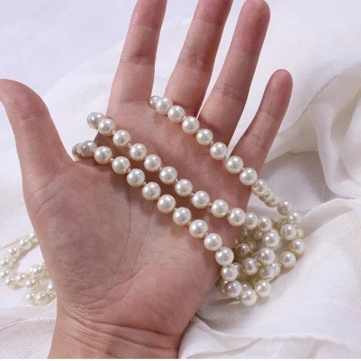 2024 Fashion Women Jewelry Pearl Bead Necklace Long Sweater Chain For Dress Accessories Gift Girl Mother 231227
