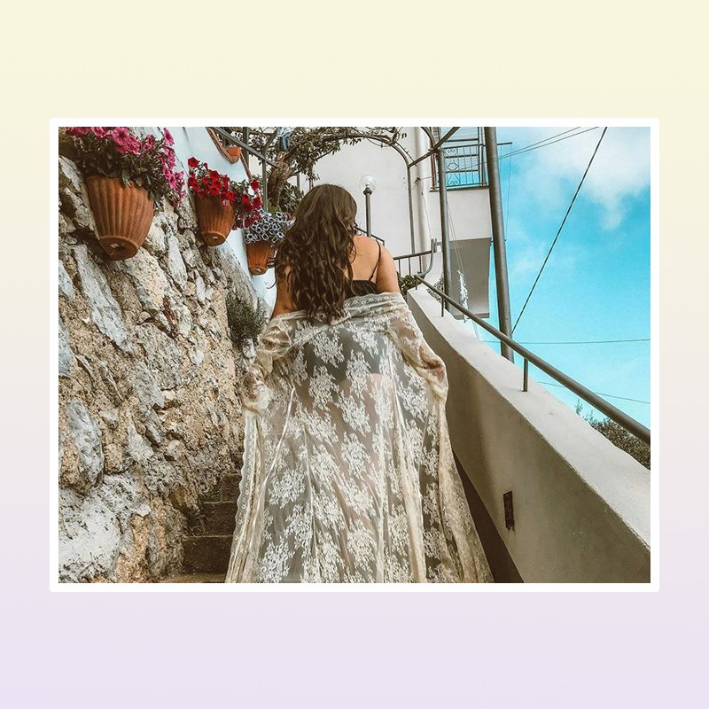 Sexy Women Cover Ups Swimwear White Beach Floral Dress Cotton Kimono Coverups For Swimsuit Up Woman Women039s2130543