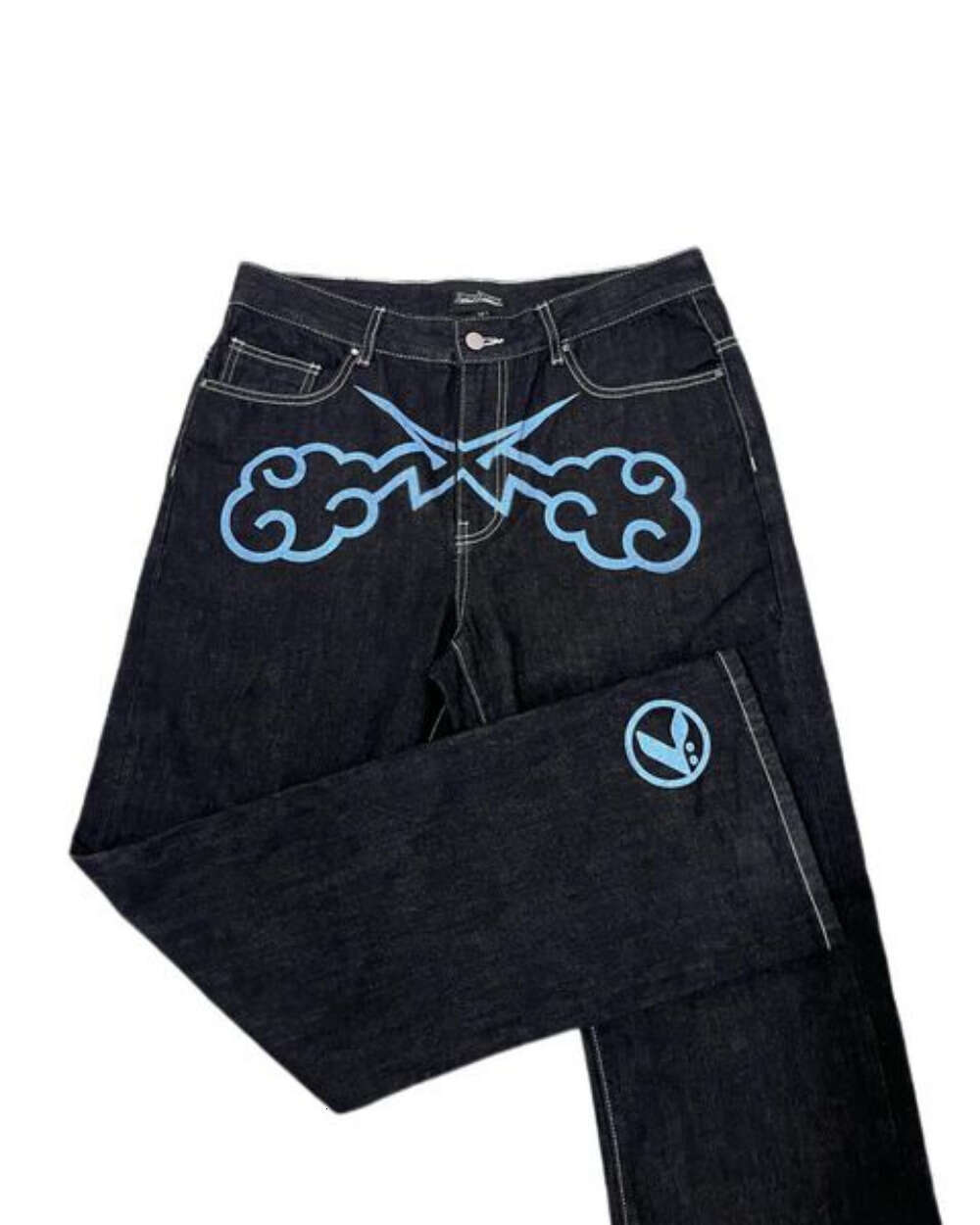 Streetwear Haruku Gothic Baggy Denim Black Pants Men's Women's 2023 New Street Fashion Punk Hip Hop Loose Wide Leg Trousers