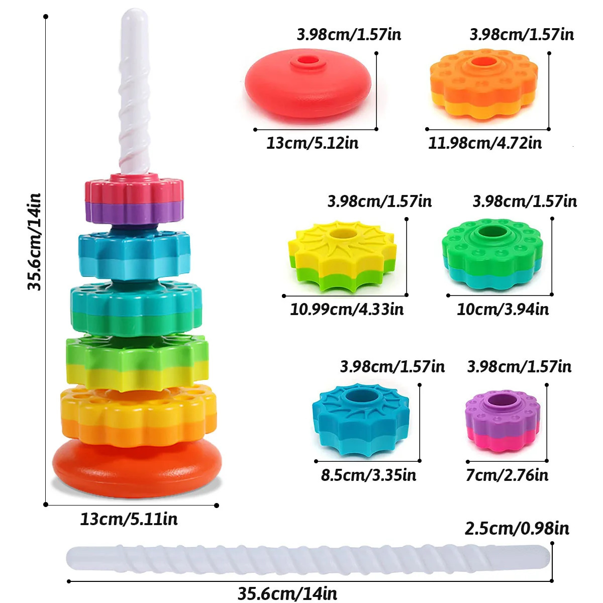 Montessori Rotating Rainbow Tower Baby Stacking Puzzle Toys Safety and Environmental Protection Colored Children s 231228