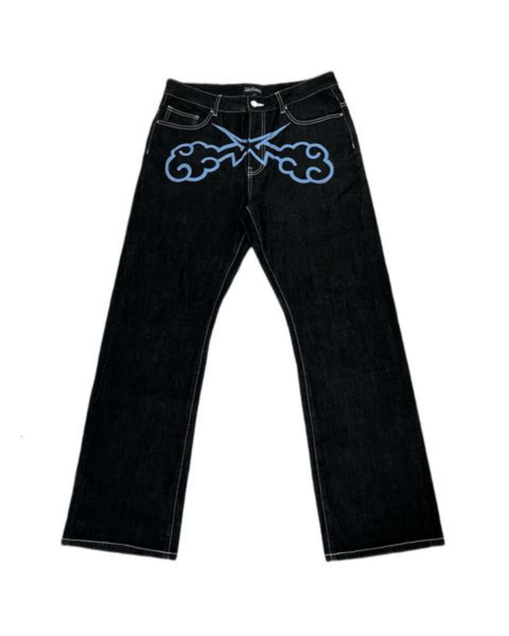 Streetwear Haruku Gothic Baggy Denim Black Pants Men's Women's 2023 New Street Fashion Punk Hip Hop Loose Wide Leg Trousers
