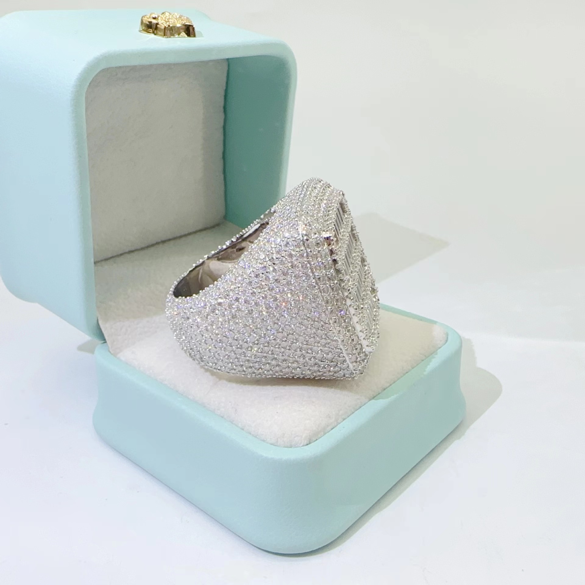 De Hiphop Men Women Fine Jewelry Iced Out 925 Sterling Silver Square VVS Moissanite Diamond Ring With GRA Certificate
