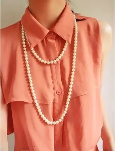 2024 Fashion Women Jewelry Pearl Bead Necklace Long Sweater Chain For Dress Accessories Gift Girl Mother 231227