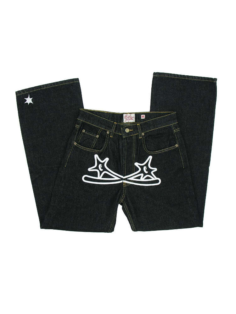 Y2k Haruku Hip Hop Graphic Gothic Oversized Baggy Jeans Black Pants Men Women New High Waisted Wide Trousers Streetwear