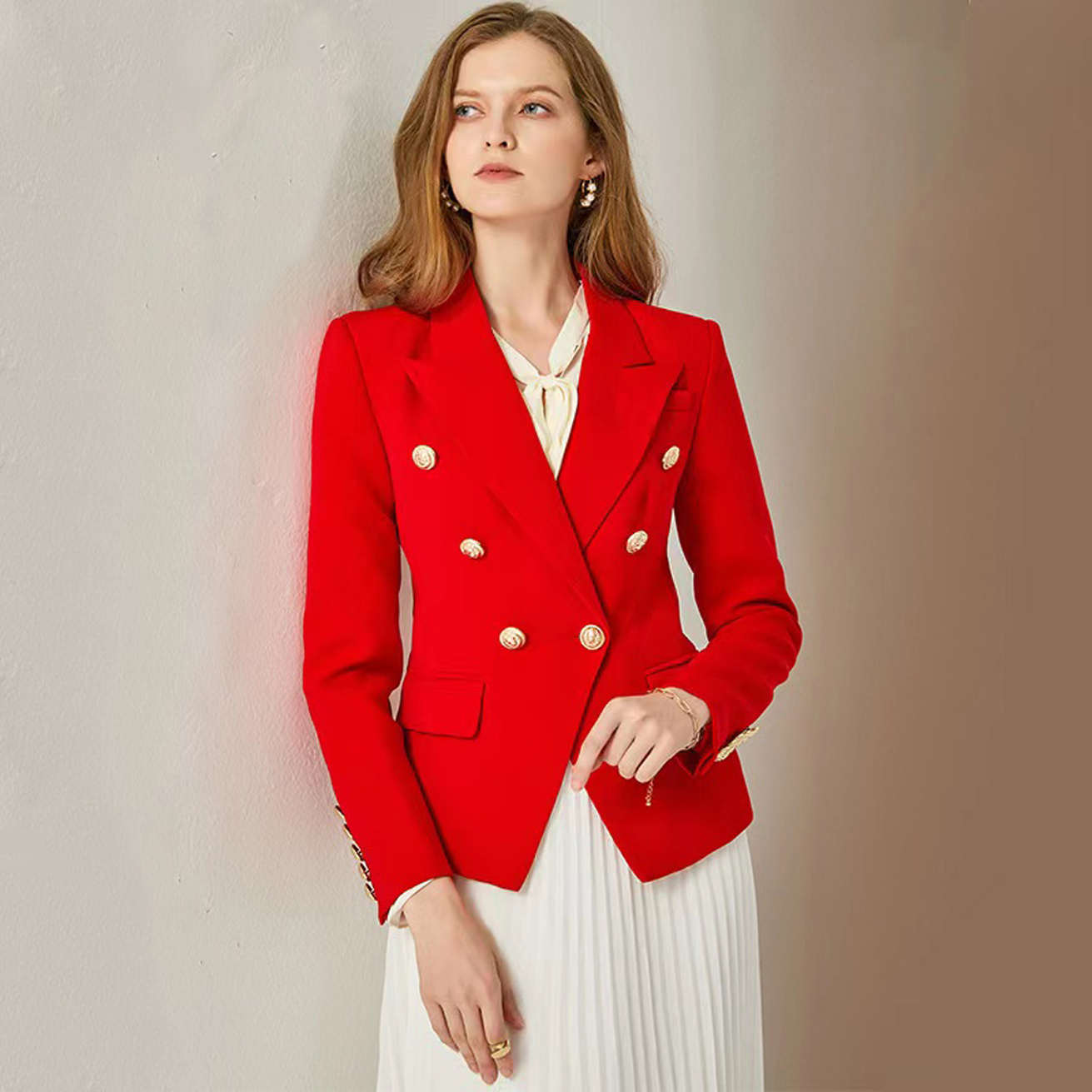 Womens Suits & Blazers Woman Office Suit Jacket Formal Outfit Pockets Sequins Animal Print Design Lady Outwear Plus Size S-XXL 22 Models For Options M