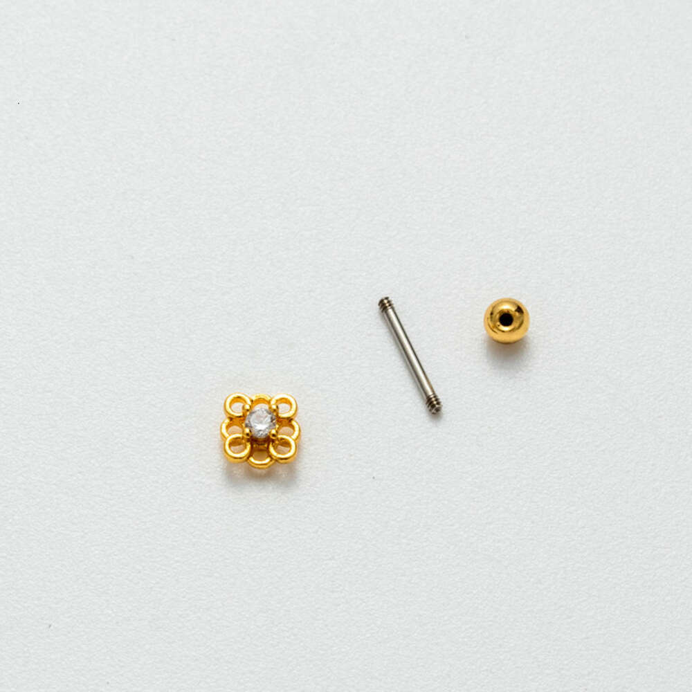 Surgical Stainless Steel Ball Screw Studs Earring Ear Ring New Thin Rod Double Screw Cubic Zirconia Small Flower Studs Cartilage Piercing Body Jewelry