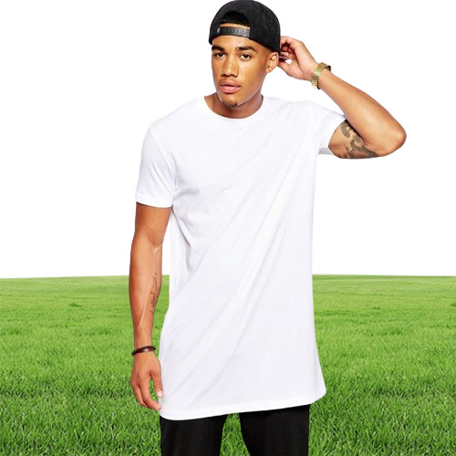 New Clothing Mens Black long t shirt Zipper Hip Hop longline extra long length tops tee tshirts for men tall tshirt