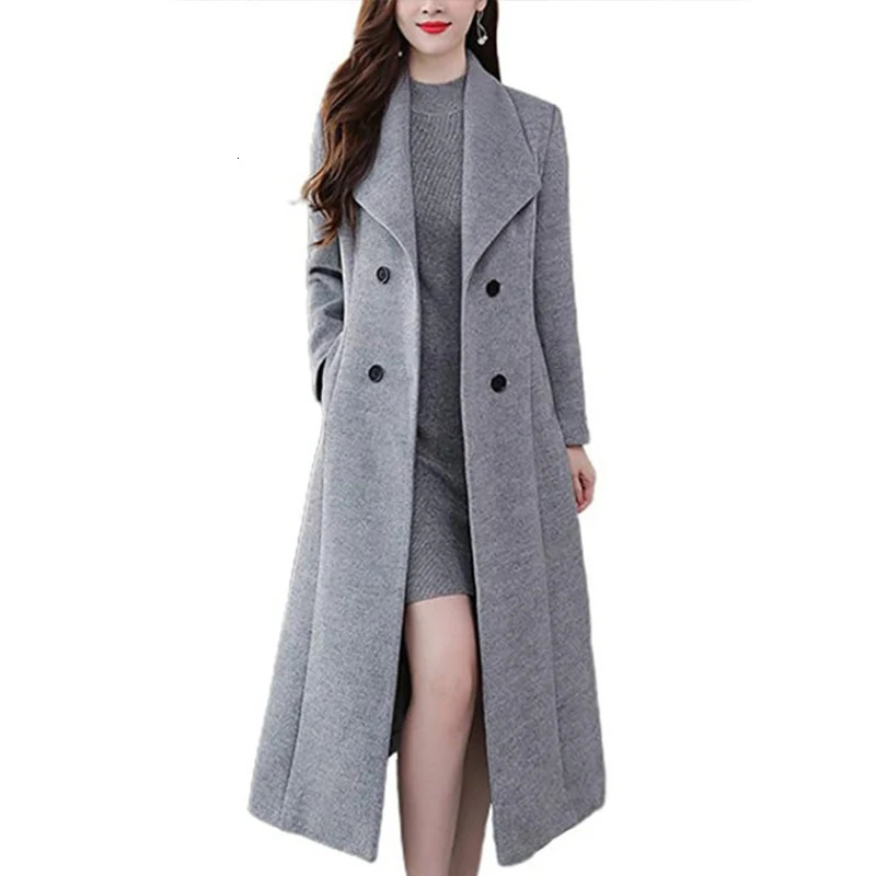 Autumn Winter Women Fashion Long Coat Warm Pure Color With Pocket Ladies Outwear High Quality Loose Clothing for Womens 231227