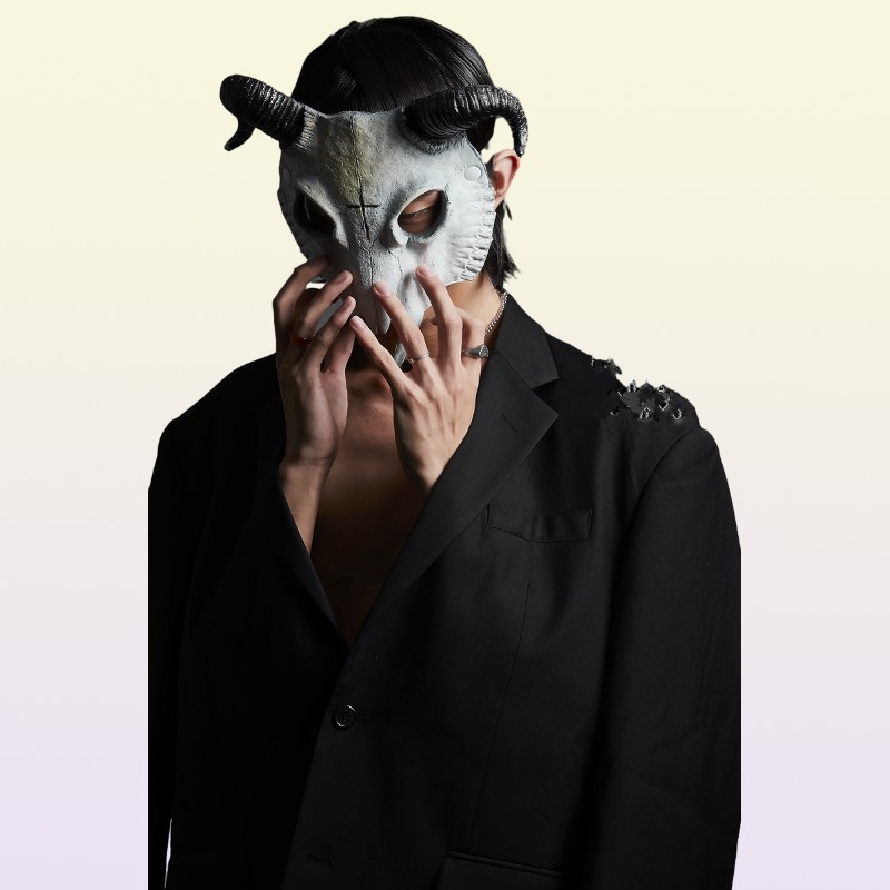 Halloween Billy Goat Half Face Masquerade Carnival Party Props Rave Sheep Bone Skull Cosplay Animal Mask9675875