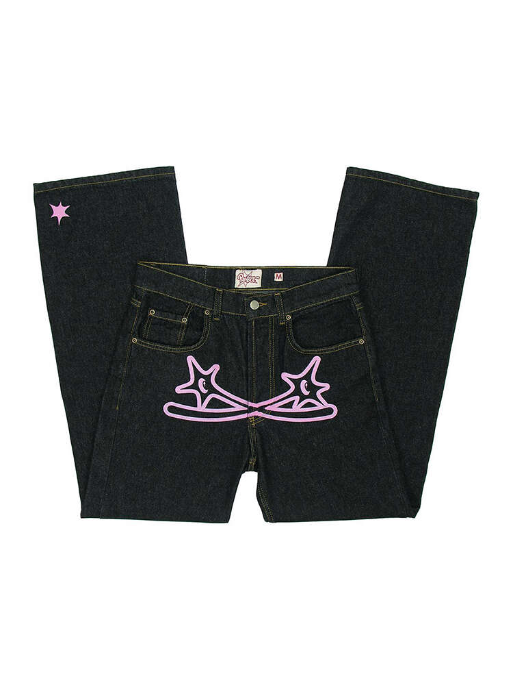 Y2k Haruku Hip Hop Graphic Gothic Oversized Baggy Jeans Black Pants Men Women New High Waisted Wide Trousers Streetwear