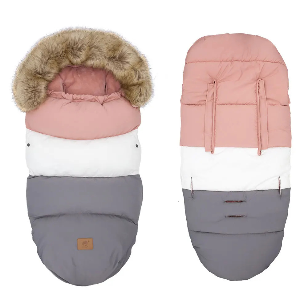 Baby Sleeping Bag In Stroller Winter 0-24Months Footmuff For Outing Thick Envelope Removable Fur Collar Sleep Sack 231227