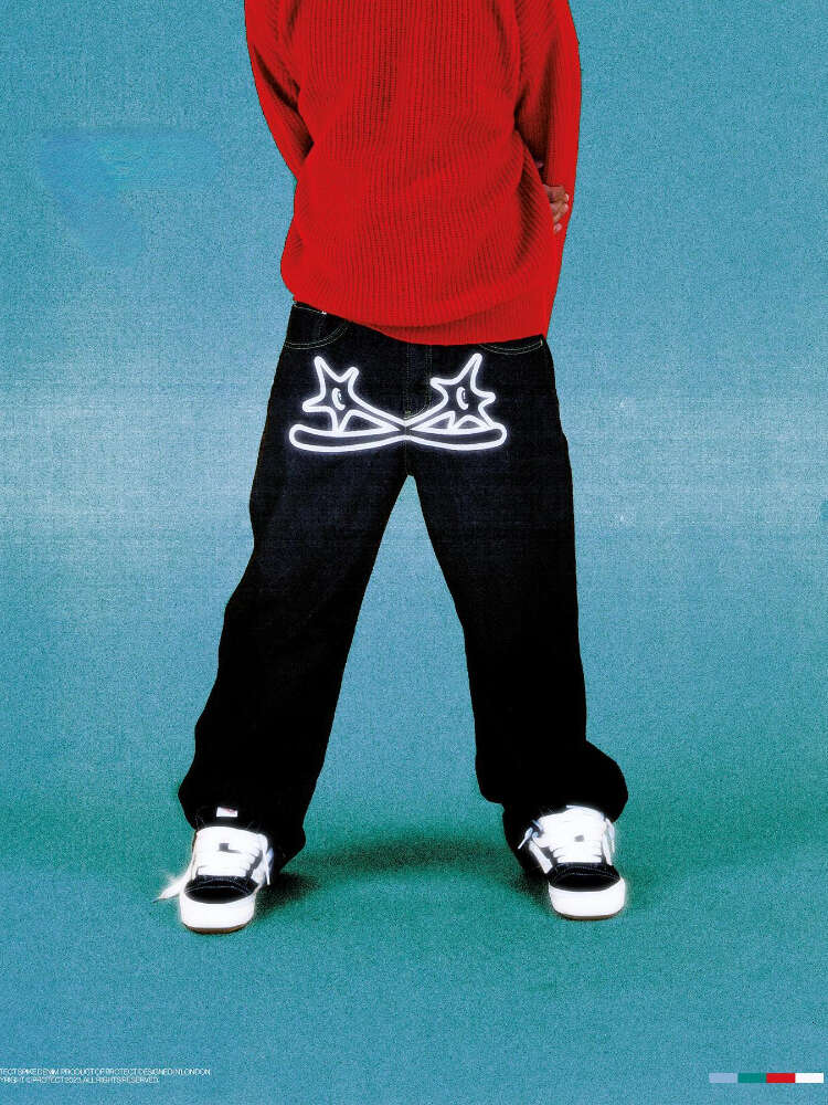 Y2k Haruku Hip Hop Graphic Gothic Oversized Baggy Jeans Black Pants Men Women New High Waisted Wide Trousers Streetwear