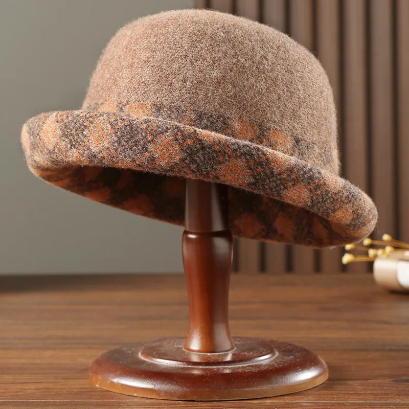 Mother Winter High Quality Wool Hat Ladies Warm Felt Fedora Women Fashion Bucket Hats 231228