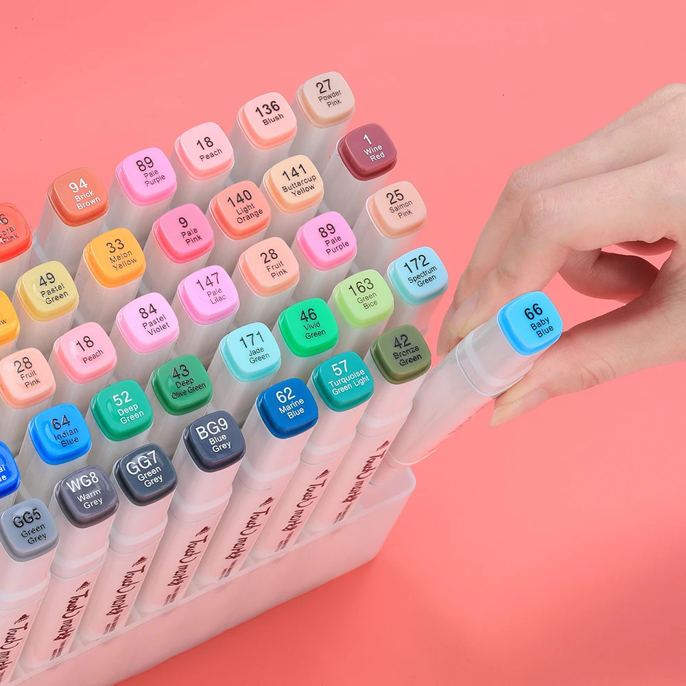 Mark Pen 36/48/60/80/168 Colors Art Markers Manga Sketching Markers Alcohol Felt Dual Brush Pen For Bookmark Manga Drawing Gift 231227