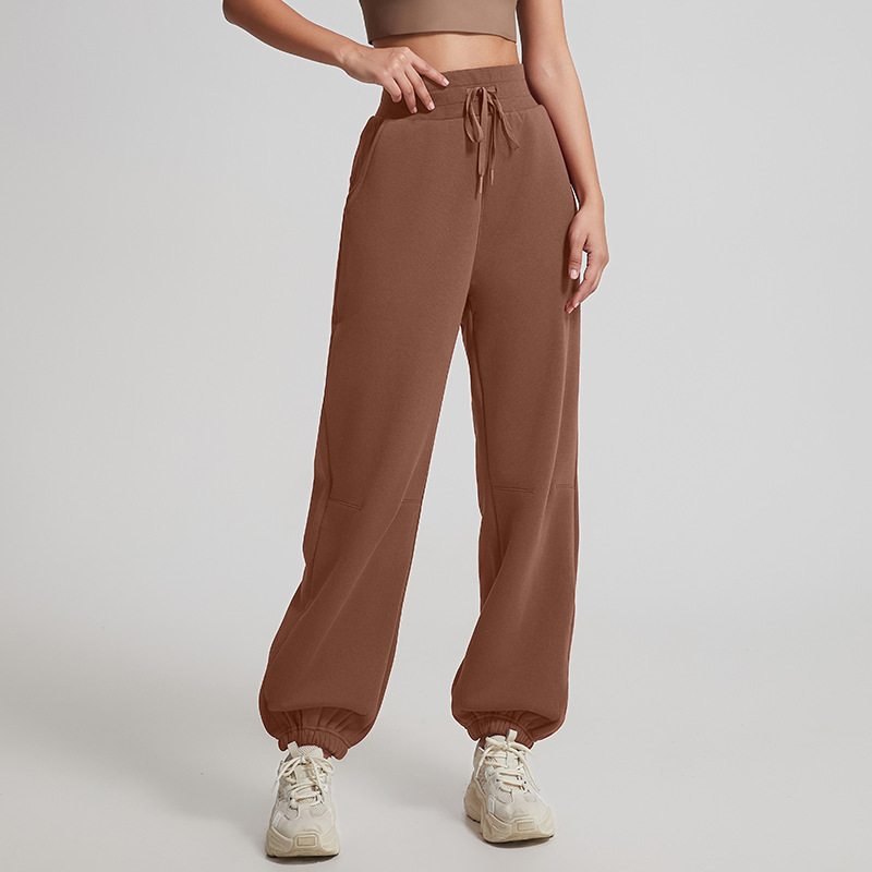 2025--Women Yoga Plush Ninth Pants Push Fitness Leggings Soft High Waist Hip Lift Elastic Casual Jogging Pants 5 Colors metal tag