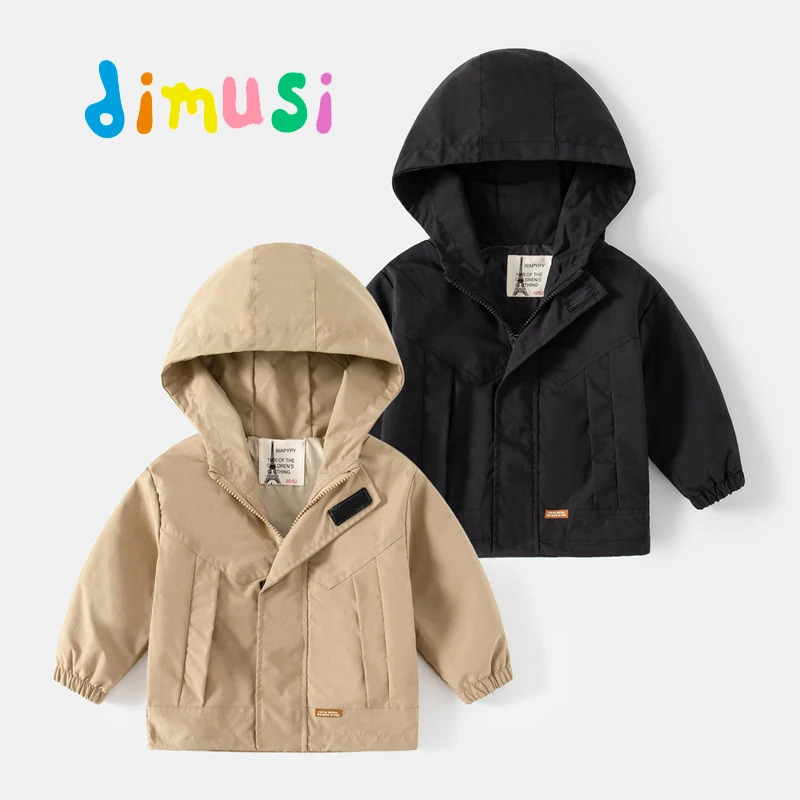 DIMUSI Autumn Winter Children trench Coats Boys Outerwear Casual Windbreaker Jacket Baby Kids Fleece Warm Bomber Hooded Clothing 231228