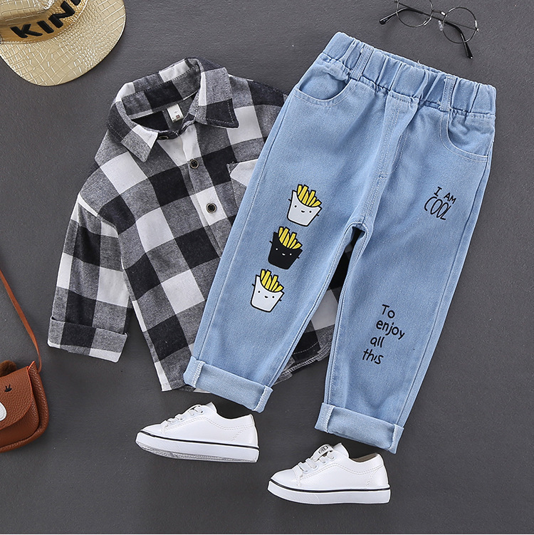 boy gentleman Casual Jeans Trousers Baby Toddler Boy's Denim Pants Kids Children Slim Long Bottoms Clothing 211102