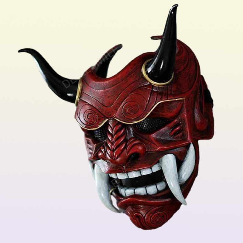 Japanese Ghost Halloween Masquerade Cospaly Prajna Half Face s Samurai Hannya Horror Skull Party Mask For Adult5858645