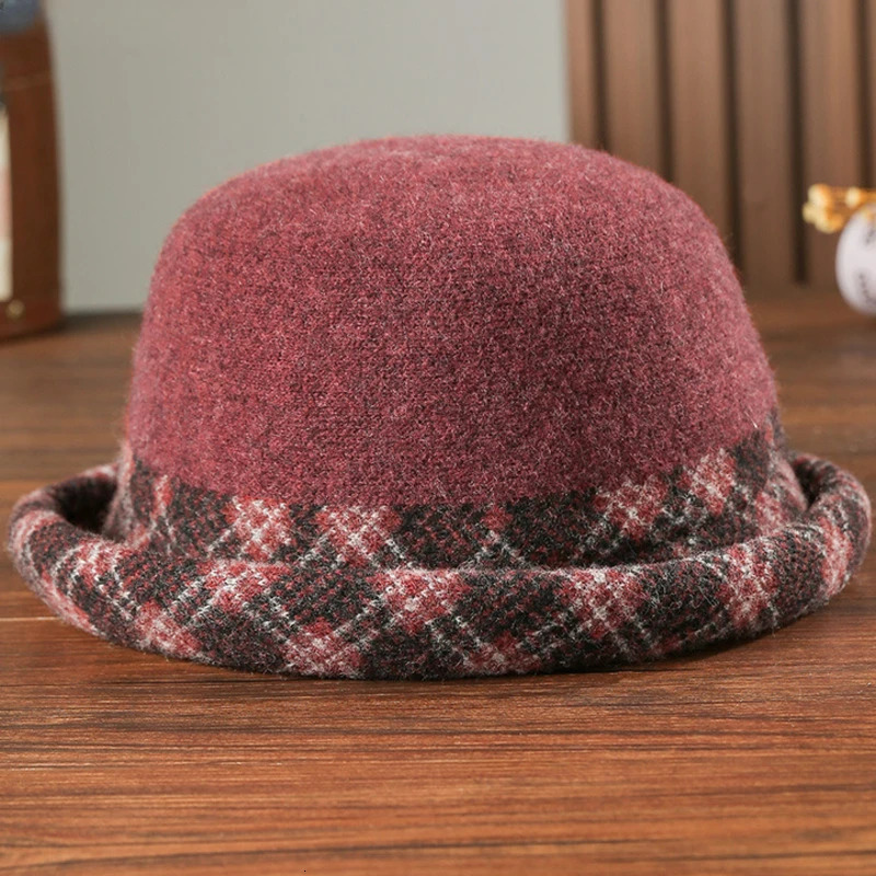 Mother Winter High Quality Wool Hat Ladies Warm Felt Fedora Women Fashion Bucket Hats 231228