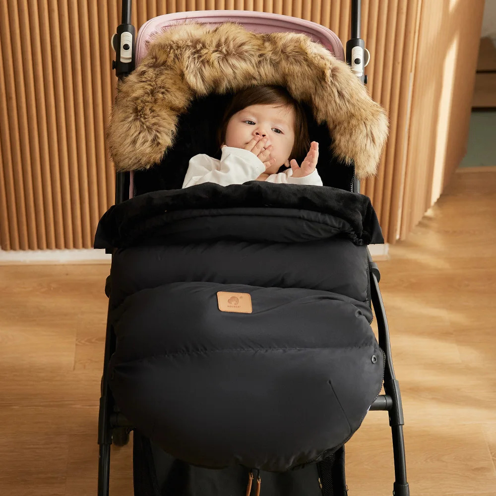 Baby Sleeping Bag In Stroller Winter 0-24Months Footmuff For Outing Thick Envelope Removable Fur Collar Sleep Sack 231227