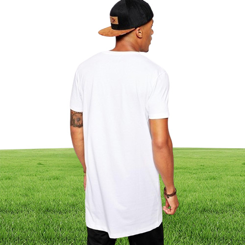 New Clothing Mens Black long t shirt Zipper Hip Hop longline extra long length tops tee tshirts for men tall tshirt