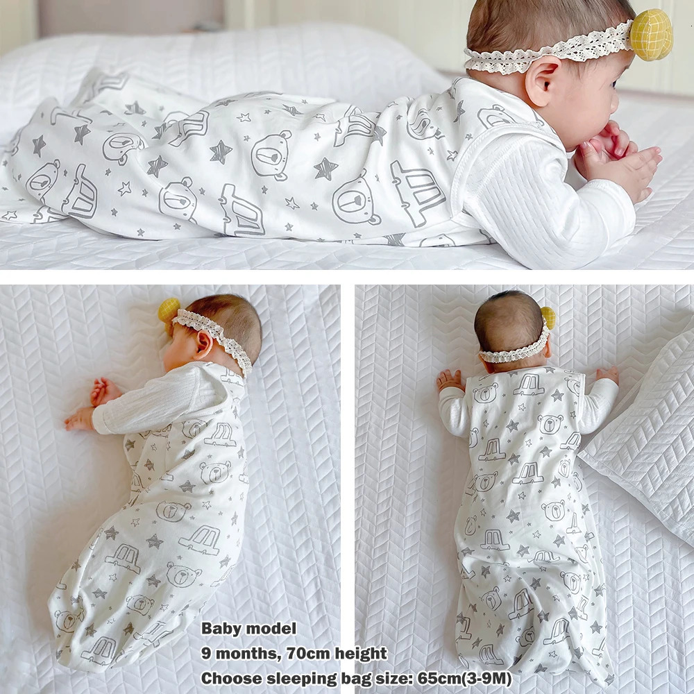 Sleeping Bags For Baby 3-18Months Summer Thin Baby Sleepwear Cute Bear Print Cartoon Sleepsack Anti-Kick Blanket 231227