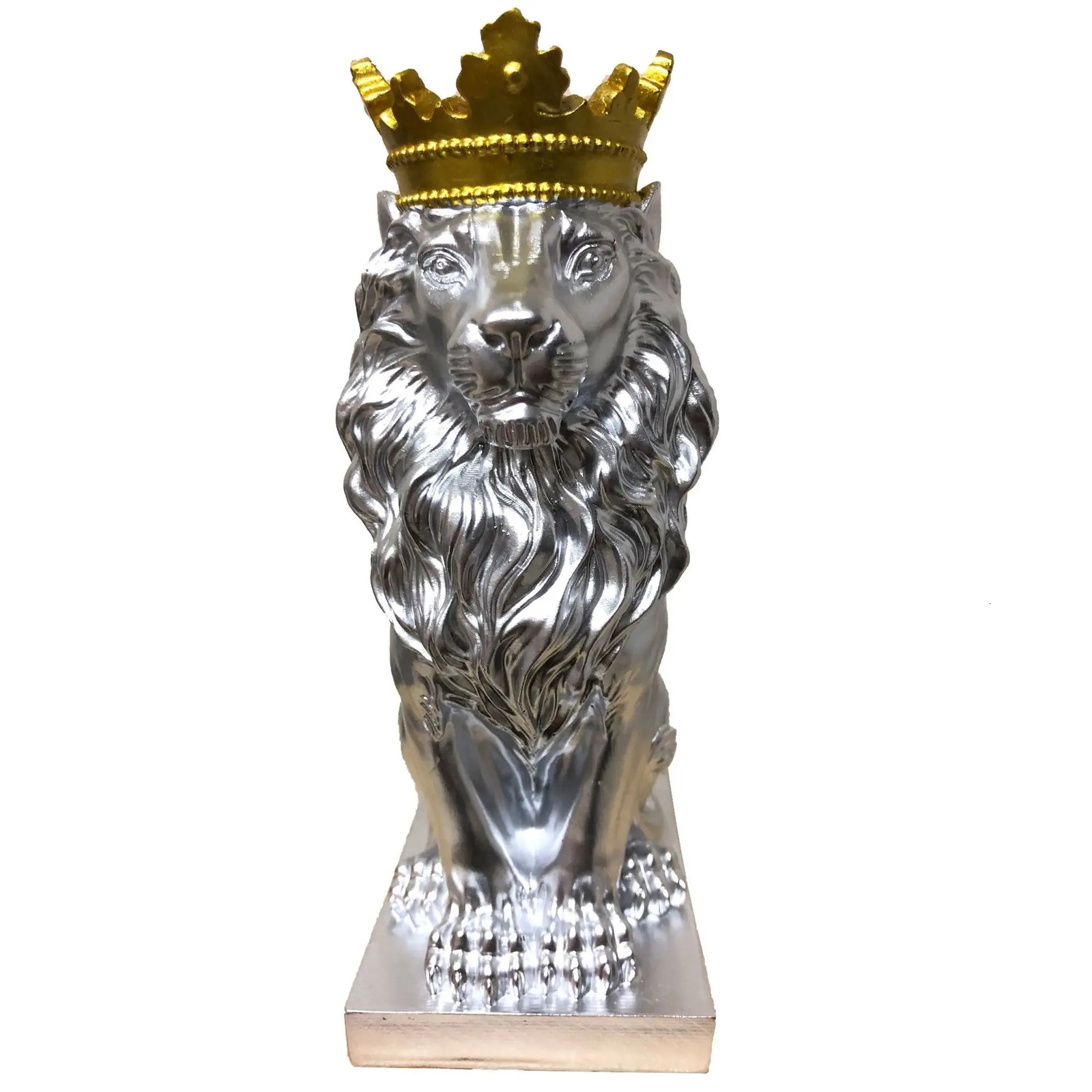 Resin Lion Statue Crown Lions Sculpture Animal Figurine Abstract Decoration Home Decor Nordic Model Decor Table Ornaments 231227