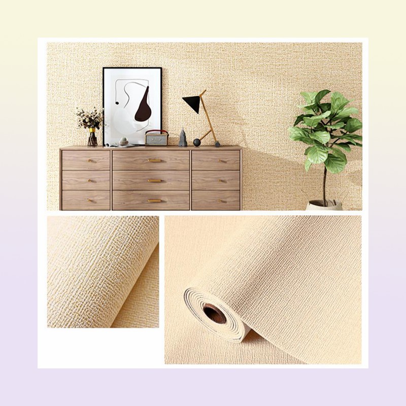 Wall Stickers Faux Linen Textured Wallpaper Removable Self Adhesive Stick Contact Paper Door For Accent Bedroom BENL8893078328