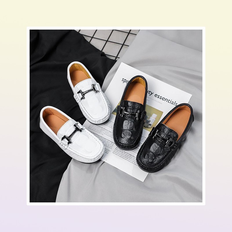 Flat Shoes Genuine Leather Luxury Designer Brand Kids Loafers Boys Girls Moccasins Soft Flats Casual Toddler Children039s