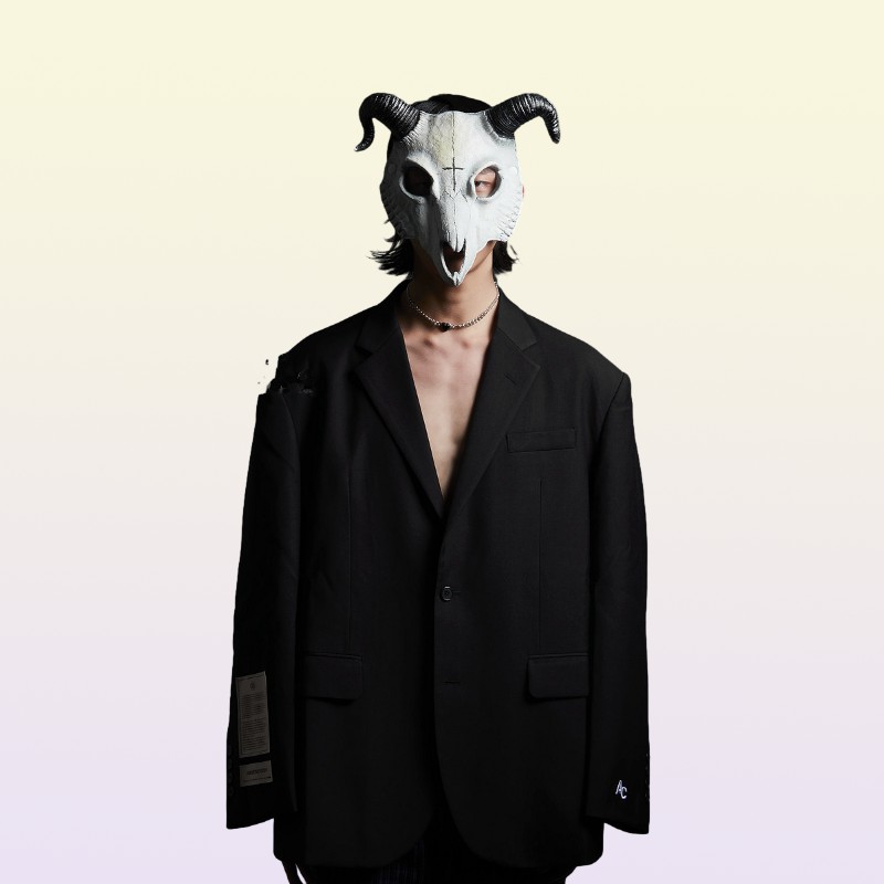 Halloween Billy Goat Half Face Masquerade Carnival Party Props Rave Sheep Bone Skull Cosplay Animal Mask9675875