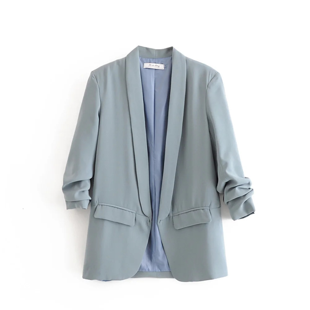 PB ZA 2023 Spring and Autumn Urban Leisure Versatile Candy Women s Pleated Sleeve Blazer 231228