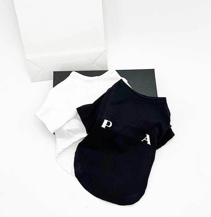 Designer Dog Black and White Short sleeved T-shirt Cat Clothes Pure Cotton Breathable Pet Spring/Summer Clothes Fadou Teddy Schnauzer