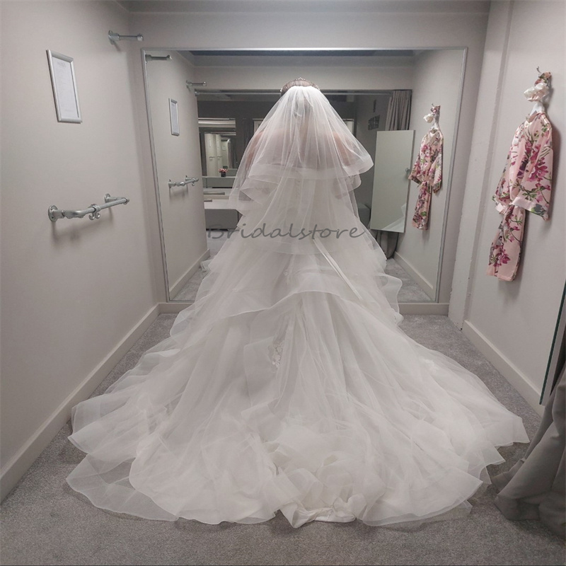 Large Size Wedding Dress Gorgeous 2024 Off Shoulders Appliques Lace Garden Country Bridal Gowns Tulle Ruffles Beaded Bride Dress Vestido De Novia Casa
