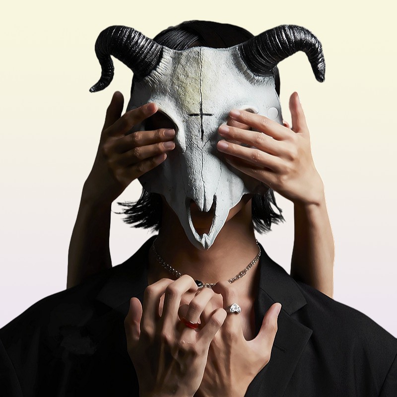 Halloween Billy Goat Half Face Masquerade Carnival Party Props Rave Sheep Bone Skull Cosplay Animal Mask9675875