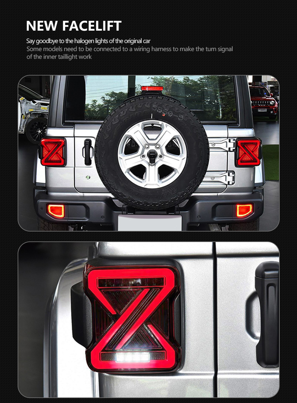 LED Tail Lights For Jeep Wrangler 20 18-2023 DRL Taillights Turn Signal Back Reverse Rear Lamps Assembly