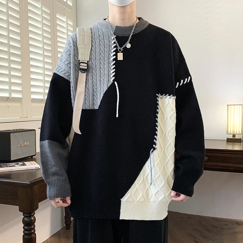 2024 Mens Streetwear Ripped Hole Fashion Sweater Korean High End Winter Hip Hop Sweaters Men Soft Warm Autumn Pullover 231228