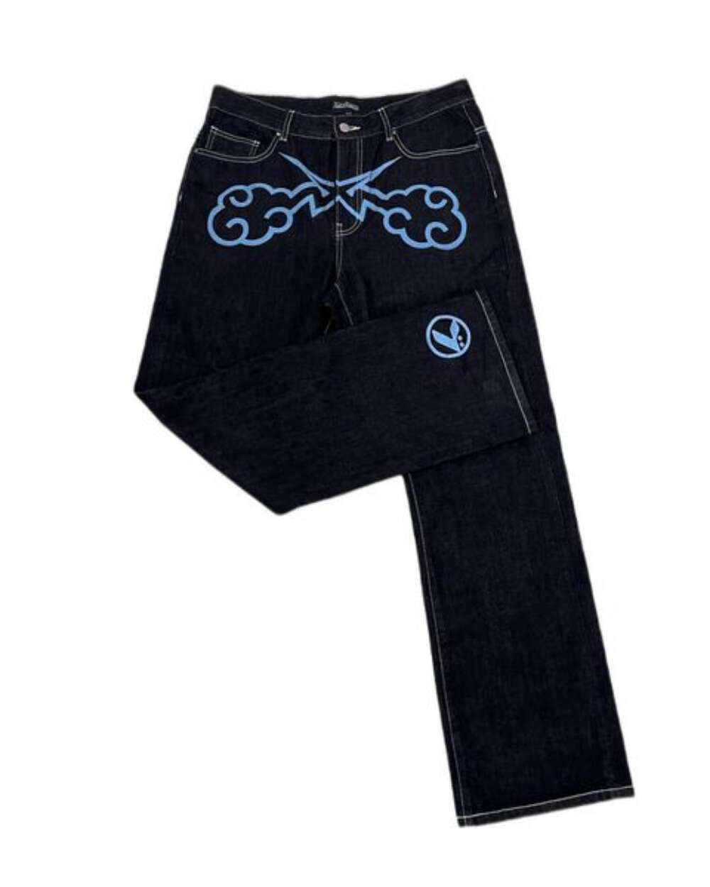 Streetwear Haruku Gothic Baggy Denim Black Pants Men's Women's 2023 New Street Fashion Punk Hip Hop Loose Wide Leg Trousers
